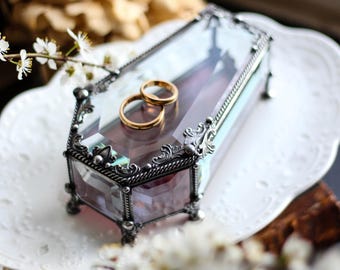 Stained Glass Coffin Box, Gothic Wedding Ring Box (13.5cm)