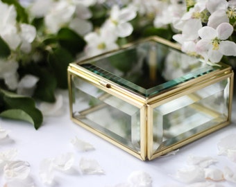 10x10x5cm large square ring Glass box, stained glass box, wedding ring box, ring box, ring holder, jewelry box, jewelry display, mirror box