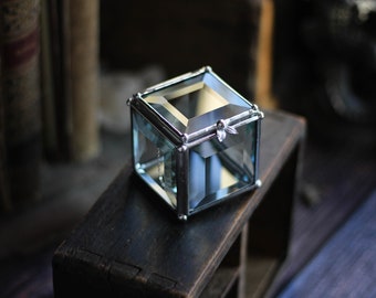 5x5x5cm petite boîte à bagues carrée en verre, boîte en verre géométrique, boîte en vitrail, boîte à alliances, boîte à bagues, porte-bague, boîte à bijoux