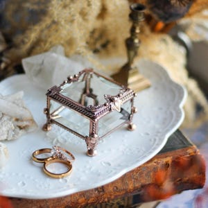 Little Square Ring Box Glass Box, Geometric Glass Box