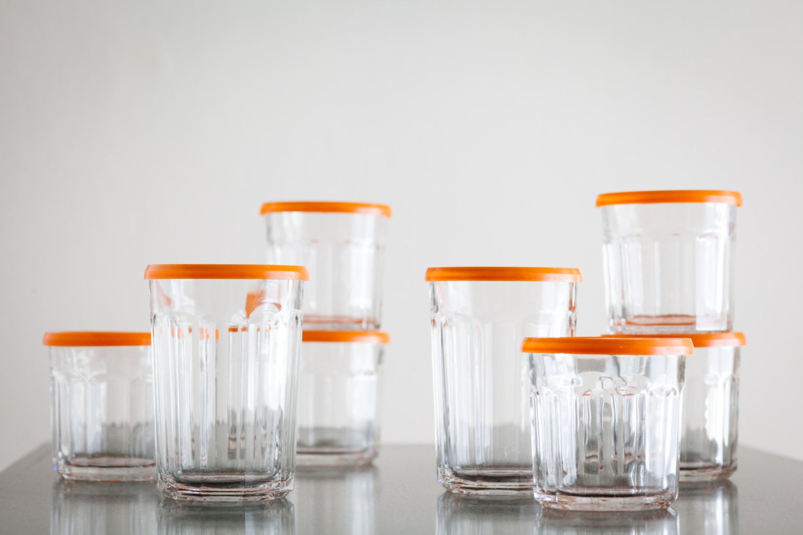 Luminarc France Glass Storage Jelly Jars w/ Orange Lids Set Etsy