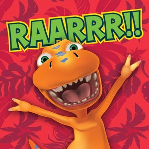 Tren de dinosaurios "¡¡Buddy RAARRR !!" Tarjeta de felicitación