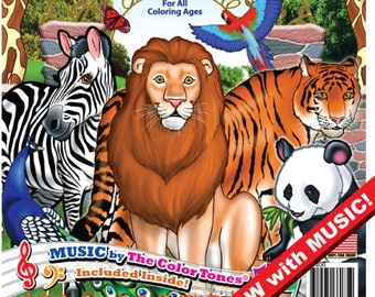 Zoo Animals Coloring Book with Music & Activities