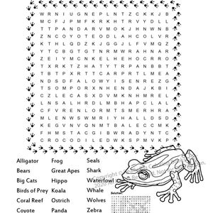 Zoo Animals Word Search ColoringBook.com