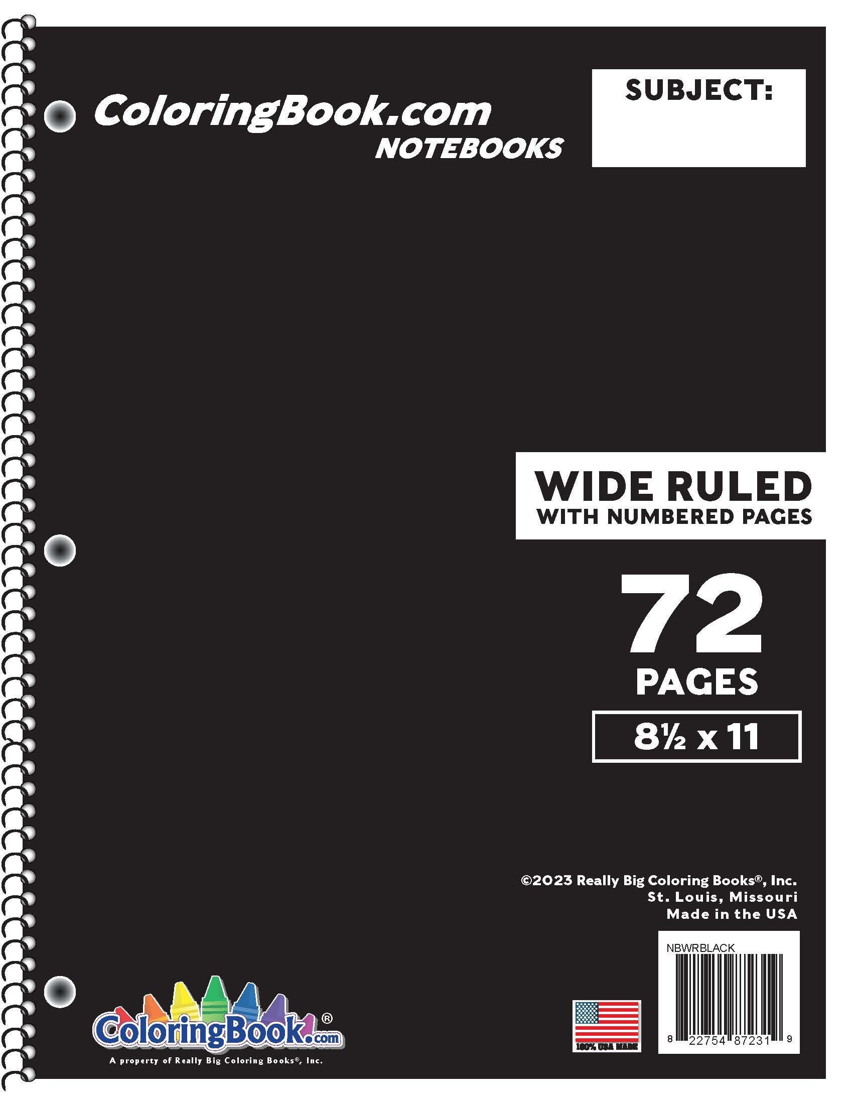 Full Wide Ruled NoteBook 50 pages, Custom Made with 20% MORE writing Space  - NEW