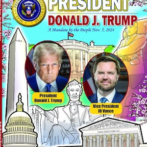 President 47 Donald Trump Coloring Book with JD Vance Vice President