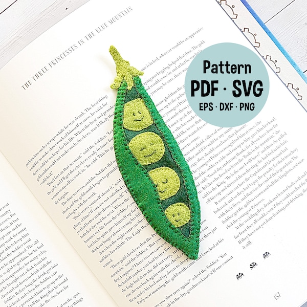 Peas in a pod felt bookmark, veggie felt pattern