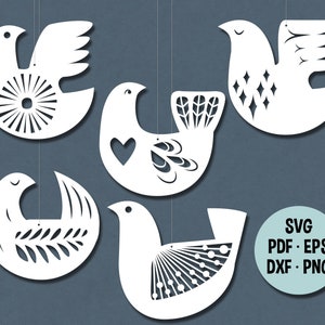 Scandinavian Retro Birds for papercutting DIY. Wedding, Baby shower, Christmas, Easter. Svg, pdf, eps, dxf and png files for Cricut etc.