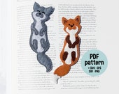 Fox and Wolf felt bookmark, Book lover gift, super easy pdf felt pattern