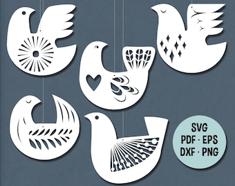 Scandinavian Retro Birds for papercutting DIY. Wedding, Baby shower, Christmas, Easter. Svg, pdf, eps, dxf and png files for Cricut etc.