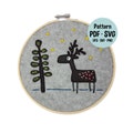 Embroidery hoop pdf pattern, woodland nursery decor, easy embroidery felt hoop art pattern for kids