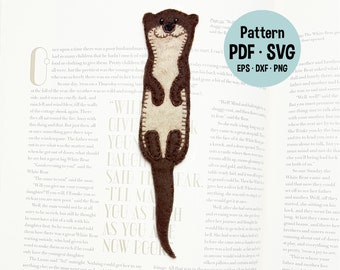 Otter felt bookmark, book lover gift, felt pattern