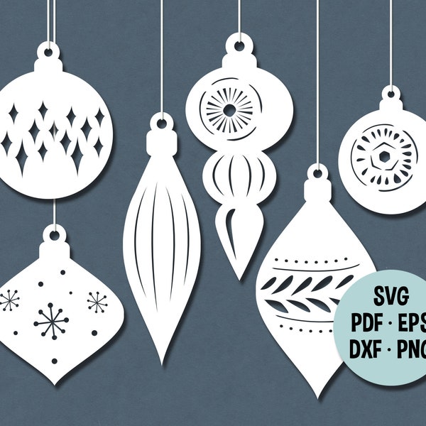 Retro Christmas Baubles for papercutting DIY, Mid Century Modern Christmas, MCM ornaments
