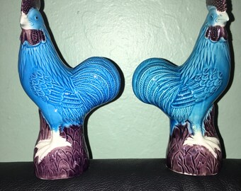 Turquoise Roosters turned heads Peoples repubic of china. Year of the rooster.