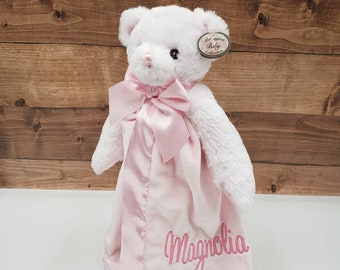 Personalized Animal lovey, animal blanket, lovey, personalized blanket, security blanket, Pink Bear Blanket, personalized baby gift