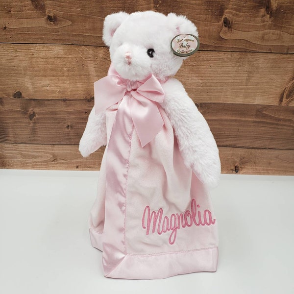 Personalized Animal lovey, animal blanket, lovey, personalized blanket, security blanket, Pink Bear Blanket, personalized baby gift