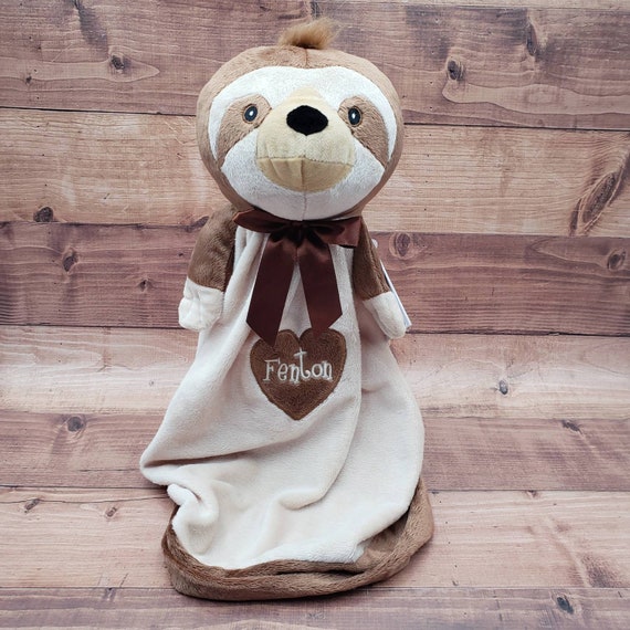 Animal Lovey Personalized Sloth Blanket Sloth Blanket Snuggle Blanket Stuffed Animal Blanket Personalized Baby Gift Etsy