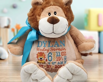 Personalized Lion stuffed animal,Birth Announcement Stuffed Animal,Personalized Stuffed Animal,Baptism gift,Adoption gift,Baby gift