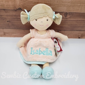 Personalized Doll Embroidered doll  Birthday Baby Gift Christening Personalized Doll Baby Birth Keepsake Baby Girl Baby Shower Rag doll