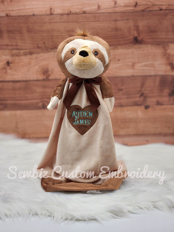 Animal Lovey Personalized Sloth Blanket Sloth Blanket Snuggle Blanket Stuffed Animal Blanket Personalized Baby Gift Etsy