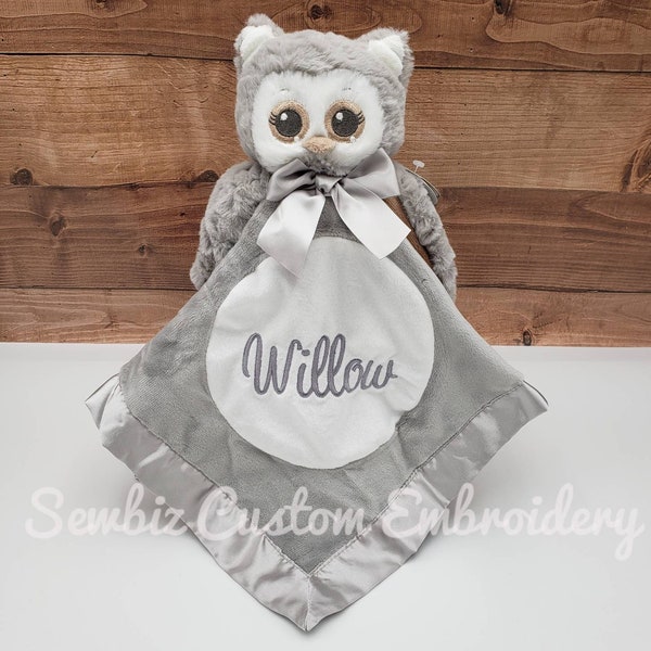 Personalized lovey, animal blanket, lovey, personalized blanket, security blanket, Owl Blanket, personalized baby gift