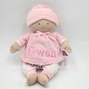 Personalized Doll, Rag doll, Baby doll, First doll, Keepsake doll, embroidered baby doll,