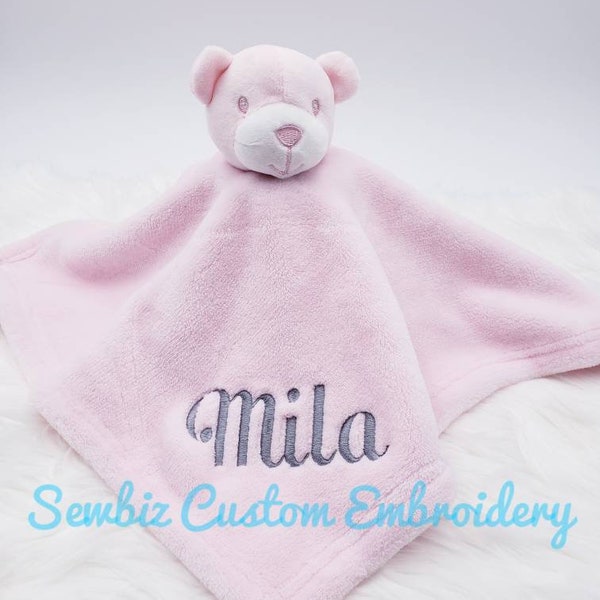 personalized lovie, animal blanket, lovey, personalized blanket, security blanket, Mini buddy blanket, personalized baby gift,Pink bear
