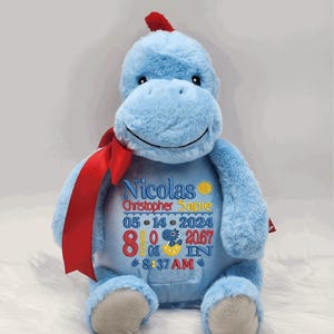 Personalized Baby Gift,Dinosaur Stuffed Animal, Birth Announcement baby gift, Baby Shower Gift,Personalized Dinosaur Stuffed Animal
