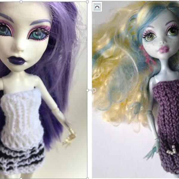 Digital Knitting Pattern Monster High Doll Clothes Dress Dots and Dashes Pattern Download