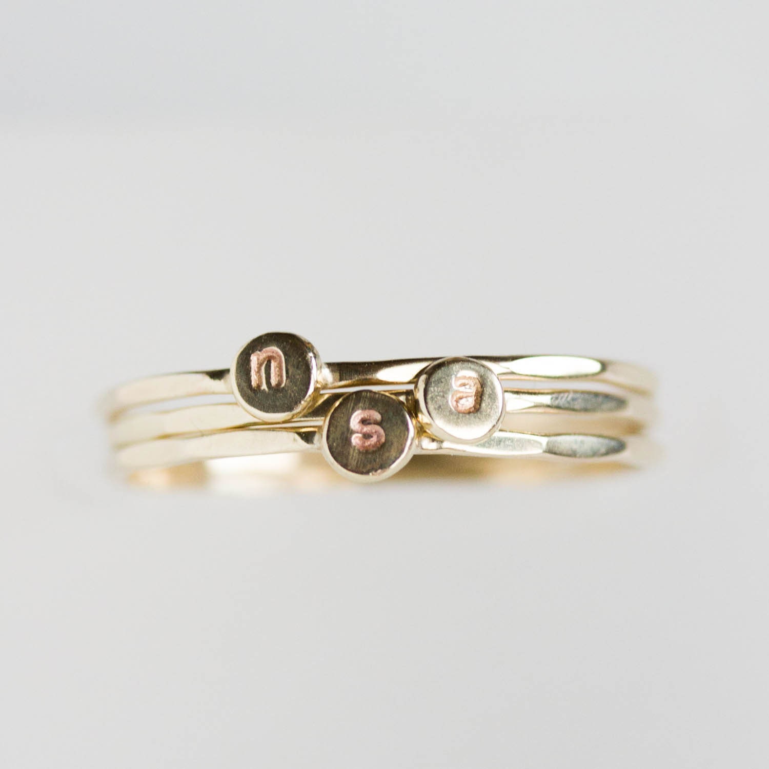 Initial Ring, Tiny Dainty Stacking Ring, 9K Gold Stackable Ring - Etsy