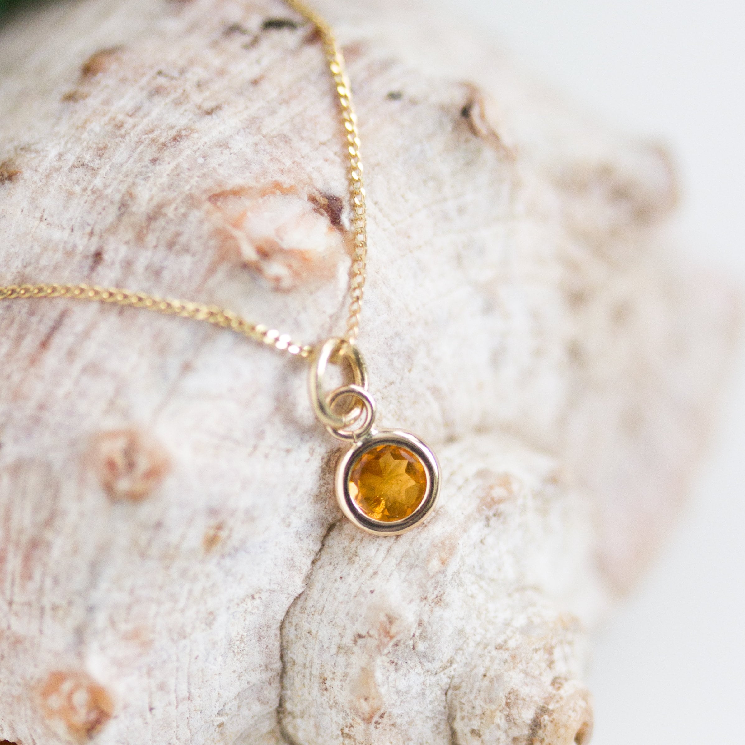 Tiny Citrine necklace - delicate gold necklace with faceted Citrine, birthstone necklace for November