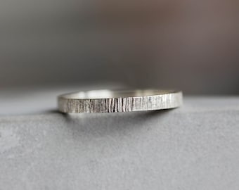 White texture - sterling silver stackable ring, choose the width