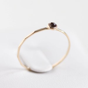 Smoky Quartz stackable ring with 3mm or 5mm gemstone, sterling silver or 9K gold image 3