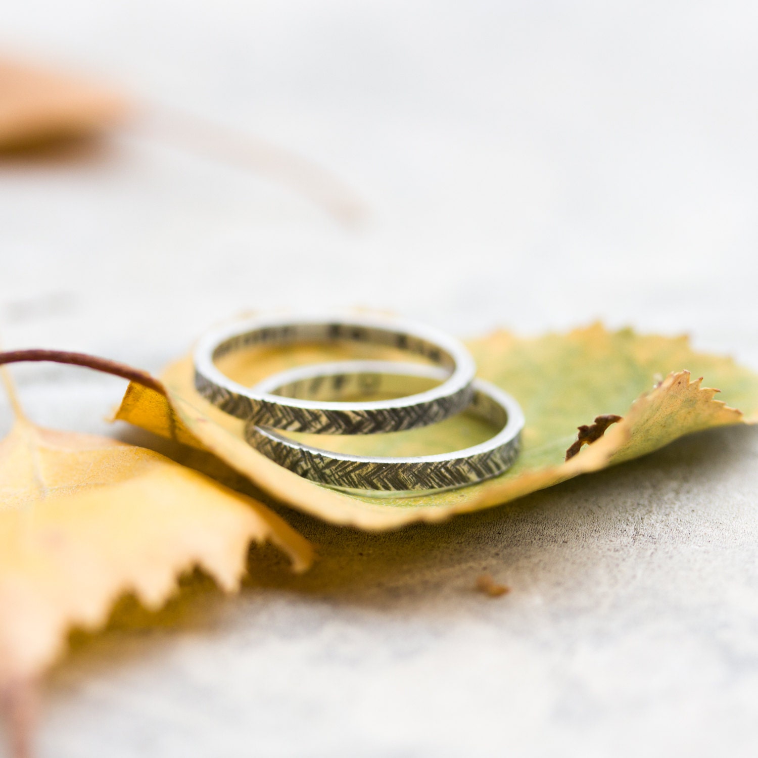 Sterling Silver Textured Ring With Personalized Stamping on | Etsy