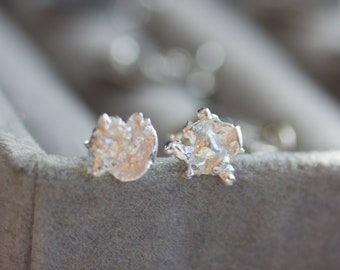 Water splash - stud earrings in sterling silver in a natural shape of water splash