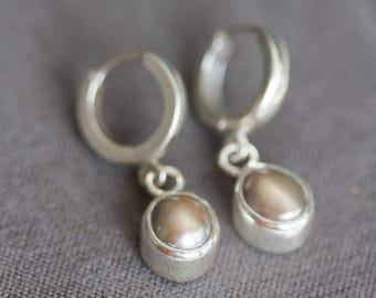 Grey freshwater Pearl earrings, sterling silver