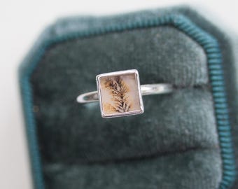 Dendritic agate ring, unique one of a kind ring, ooak, silver or solid gold