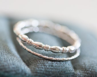 Rondelle ring - sterling silver stackable ring