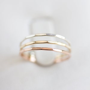 Skinny faceted ring - tiny stackable ring in sterling silver, yellow or rose 9k gold