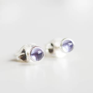 Tanzanite stud earrings, sterling silver or gold, dainty earrings