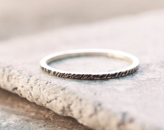 Black texture - sterling silver stackable ring