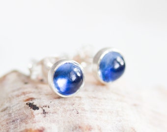 Kyanite stud earrings, 5mm stud earrings, sterling silver