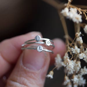 Initial ring, tiny dainty stacking ring, Sterling silver stackable ring image 5