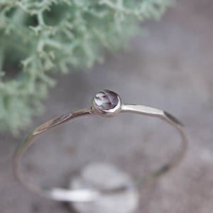 Alexandrite ring - skinny stackable ring with rose cut Alexandrite stone, June birthstone, sterling silver or gold