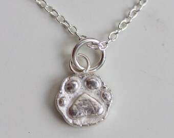 Cat paw pendant - fine silver charm necklace