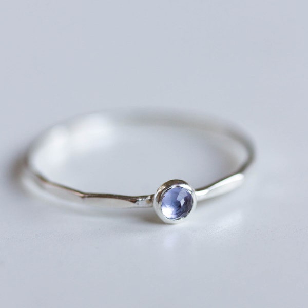 Tanzanite ring - skinny stackable ring with 3mm Tanzanite stone, December birthstone, sterling silver, 9k gold