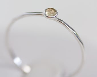 Lemon quartz - skinny stackable ring with Lemon quartz stone, sterling silver or gold