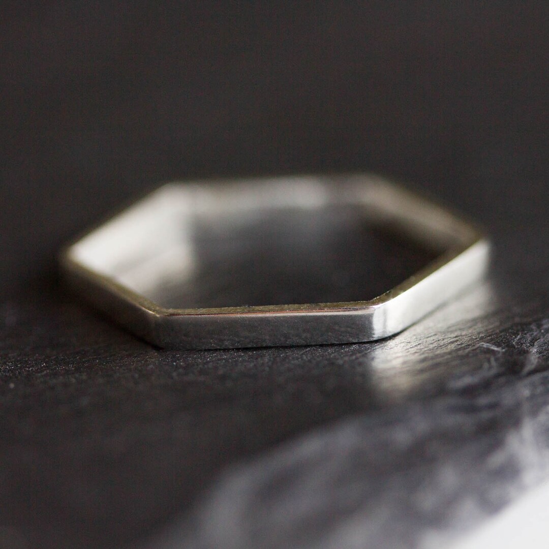 Simple Hexagon Ring - 2mm Wide - Modern Sterling Silver Stackable Ring ...
