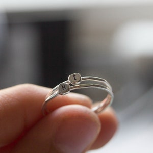 Initial ring, tiny dainty stacking ring, Sterling silver stackable ring image 1