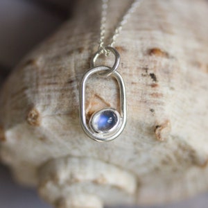 Rainbow moonstone necklace, sterling silver